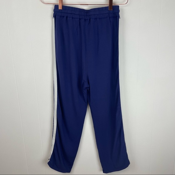 Stripe & Stare Blue White Striped Wide Leg Athleisure Pants - Picture 5 of 7